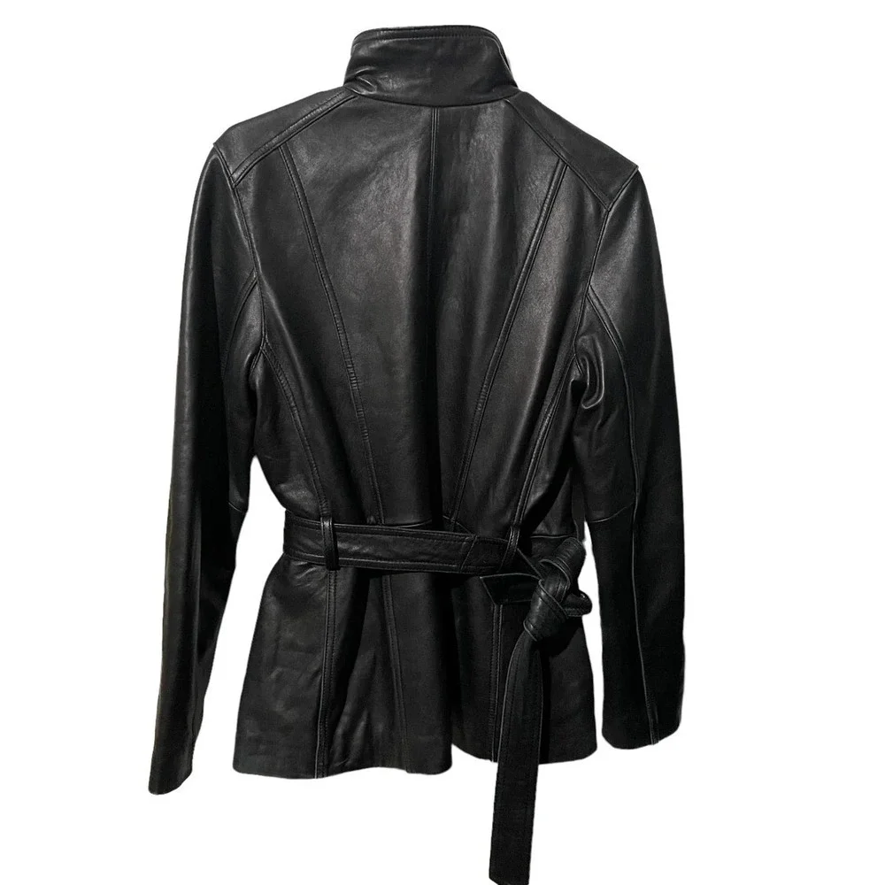 Nine West Buttery Soft 100% Leather Jacket W/Belt - Picture 4 of 5